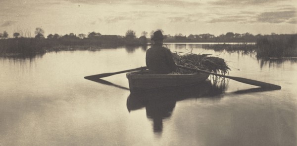 Rowing Home the Schoof-Stuff; Peter Henry Emerson, British, born Cuba, 1856 - 1936, London, England; 1886; Platinum print