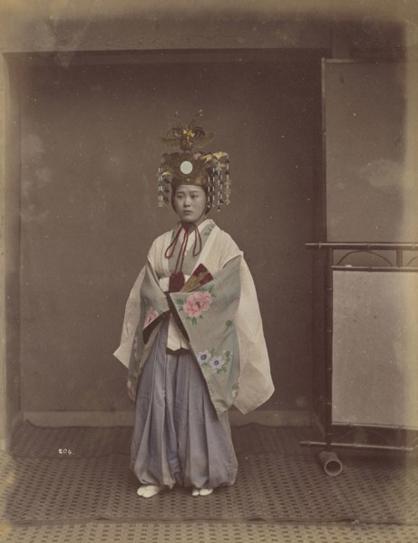 Woman in Headdress; Kusakabe Kimbei, Japanese, 1841 - 1934, active 1880s - about 1912, Japan; 1870s - 1890s; Hand-colored