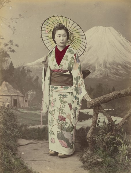 Woman with Parasol; Kusakabe Kimbei, Japanese, 1841 - 1934, active 1880s - about 1912, Japan; 1870s - 1890s; Hand-colored