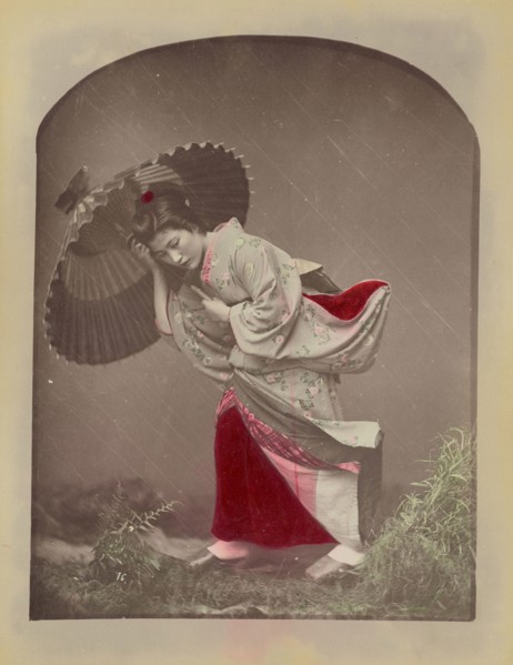 Wind Costume; Baron Raimund von Stillfried, Austrian, 1839 - 1911, Japan; 1870s - 1890s; Hand-colored Albumen silver print