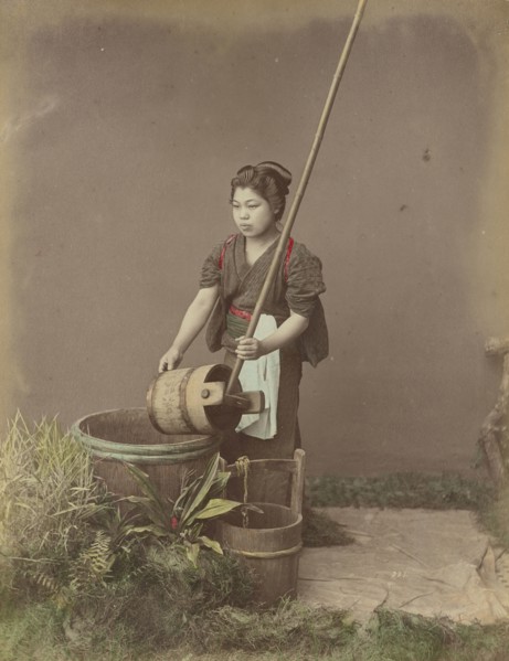 A Well; Kusakabe Kimbei, Japanese, 1841 - 1934, active 1880s - about 1912, Japan; 1870s - 1890s; Hand-colored Albumen silver