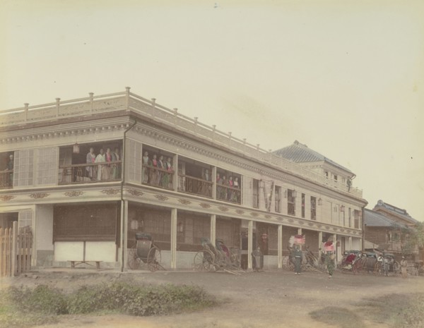 Geisha House; Kusakabe Kimbei, Japanese, 1841 - 1934, active 1880s - about 1912, Japan; 1870s - 1890s; Hand-colored Albumen