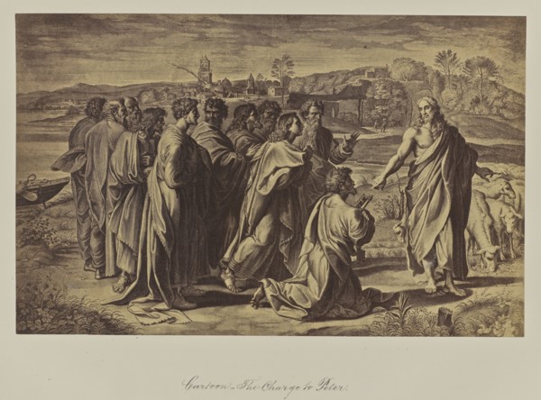 Cartoon, The Charge to Peter; Attributed to Leonida Caldesi, Italian, 1823 - 1891, Great Britain; 1865; Albumen silver print