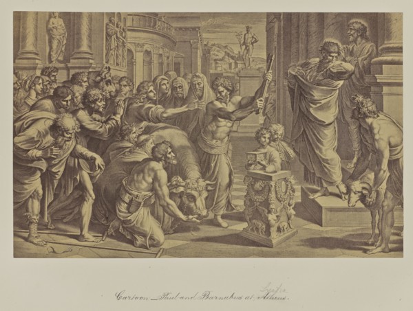 Cartoon, Paul and Barnabus at Athens; Attributed to Leonida Caldesi, Italian, 1823 - 1891, Great Britain; 1865; Albumen silver