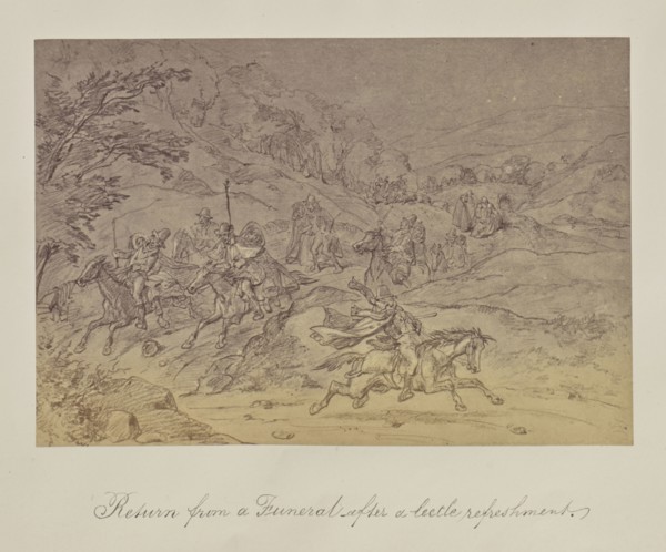 Return from a Funeral - after a leetle, sic, refreshment; about 1865; Albumen silver print