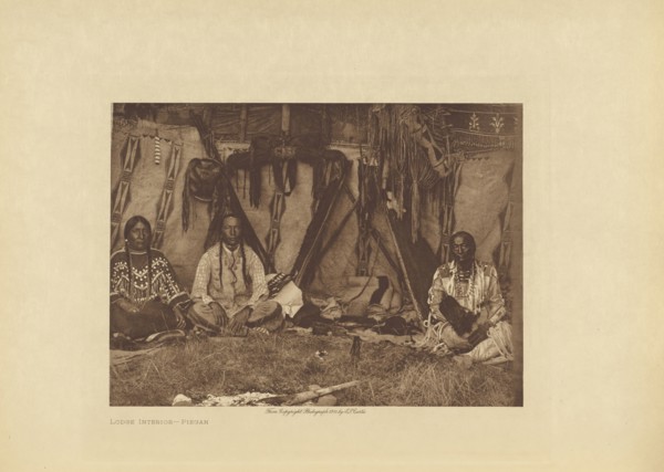 Lodge Interior - Piegan; Edward S. Curtis, American, 1868 - 1952, Seattle, Washington, United States; 1911; Photogravure