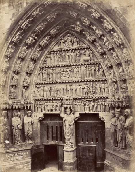 Portal of North Doorway - Reims Cathedral; Reims, France; 1870s - 1880s; Albumen silver print