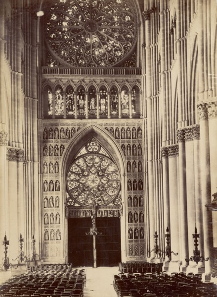 Reims Cathedral, West Door, from interior; Reims, France; 1870s - 1880s; Albumen silver print