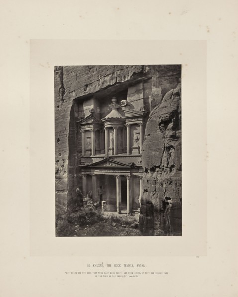 El Khusné, the Rock Temple, Petra; Francis Frith, English, 1822 - 1898, Petra, Jordan; about 1865; Albumen silver print