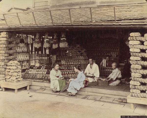 A Shoe Store; Attributed to Kusakabe Kimbei, Japanese, 1841 - 1934, active 1880s - about 1912, Japan; 1870s - 1890s