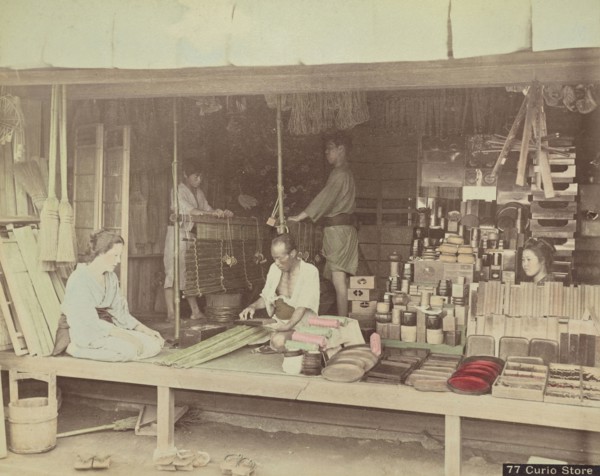Curio Store; Attributed to Kusakabe Kimbei, Japanese, 1841 - 1934, active 1880s - about 1912, Japan; 1870s - 1890s