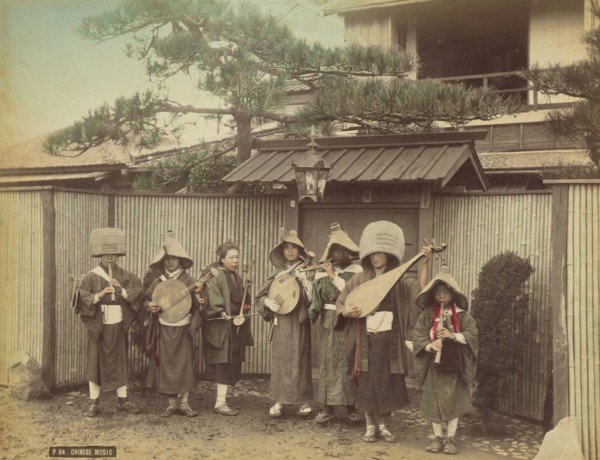 Japanese Musicians; Attributed to Kusakabe Kimbei, Japanese, 1841 - 1934, active 1880s - about 1912, Japan; 1870s - 1890s