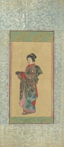Geisha; Japan; 1870s - 1890s; Watercolor; 11 x 5.7 cm, 4 5,16 x 2 1,4 in