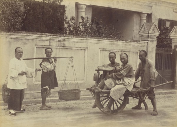 Passenger Wheelbarrow, Shanghai; Attributed to John Thomson, Scottish, 1837 - 1921, Shanghai, Kiangsu, China; 1870s - 1890s