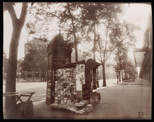 A Corner of the boulevard de la Madeleine; Eugène Atget, French, 1857 - 1927, Paris, France; June 8, 1925; Albumen silver print