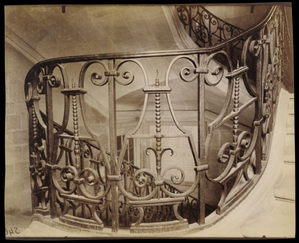 Staircase, rue Saint-Jacques 254; Eugène Atget, French, 1857 - 1927, Paris, France; 1907 - 1908; Albumen silver print