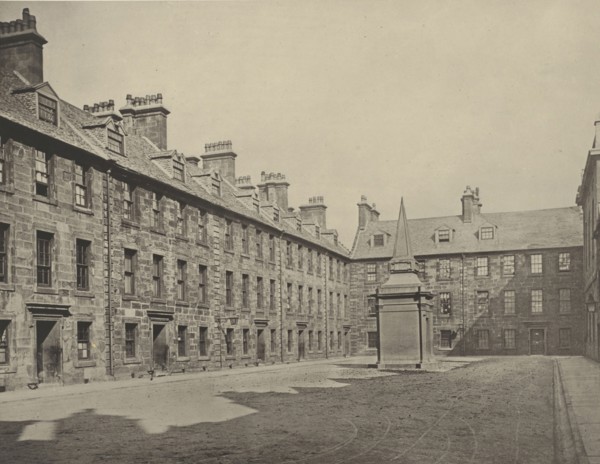 The Professors' Court, looking East; Thomas Annan, Scottish,1829 - 1887, Glasgow, Scotland; 1871; Carbon print; 17.5 × 22.6 cm
