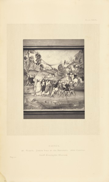 Painted plaque of Joseph and his brothers; William Chaffers, British, active 1870s, London, England; 1872; Woodburytype