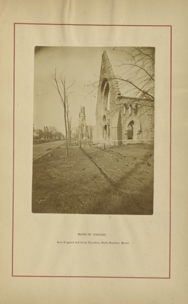 New England and Unity Churches, North Dearborn Street; George N. Barnard, American, 1819 - 1902, Chicago, Illinois, USA