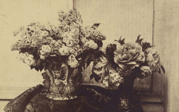 Still Life of Two Vases on Covered Table; French, Louis Désiré Blanquart-Evrard, French, 1802 - 1872, Lille, France; about 1853