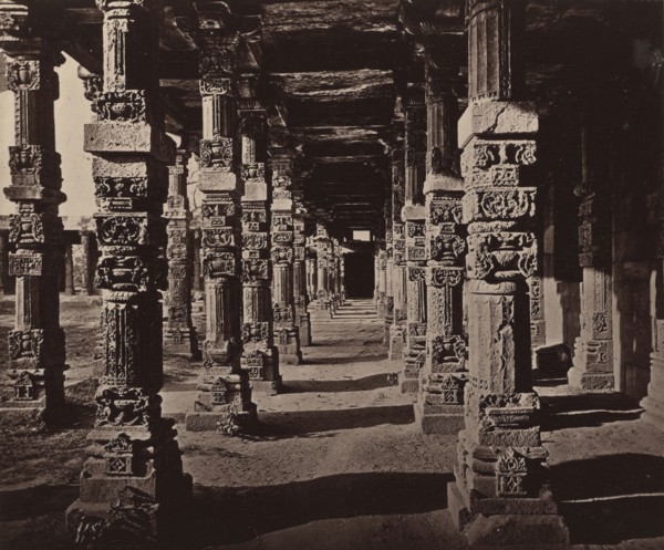 Interior of the Colonnade of Hindoo Pillars at the Kootub; Bourne & Shepherd, English, founded 1863, London, England; 1877