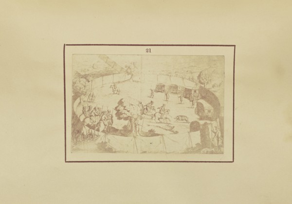 Wild Boars in an Enclosure; Nikolaas Henneman, British, 1813 - 1893, London, England; 1847; Salted paper print; 4.8 × 7.3 cm