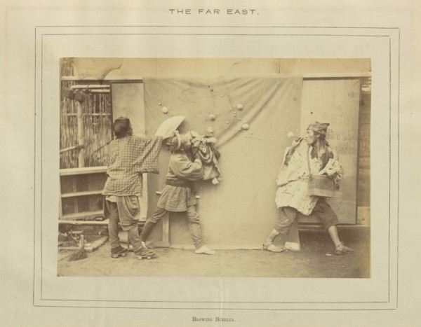 Blowing Bubbles; Tokyo, Japan; 1874; Albumen silver print