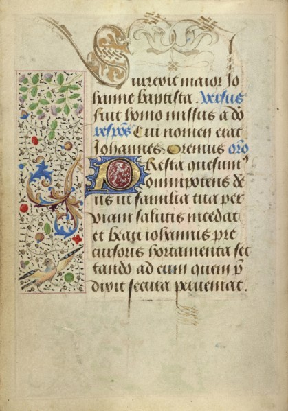 Decorated Text Page; Nicolas Spierinc, Flemish, active 1455 - 1499, Antwerp, illuminated, Belgium; 1469; Tempera colors, gold