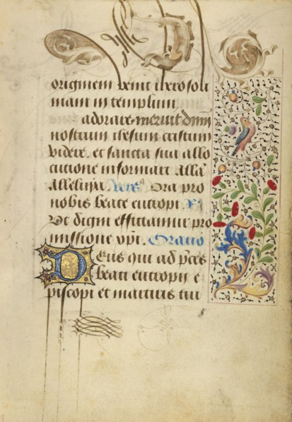 Decorated Text Page; Nicolas Spierinc, Flemish, active 1455 - 1499, Ghent, written, Belgium; 1469; Tempera colors, gold leaf
