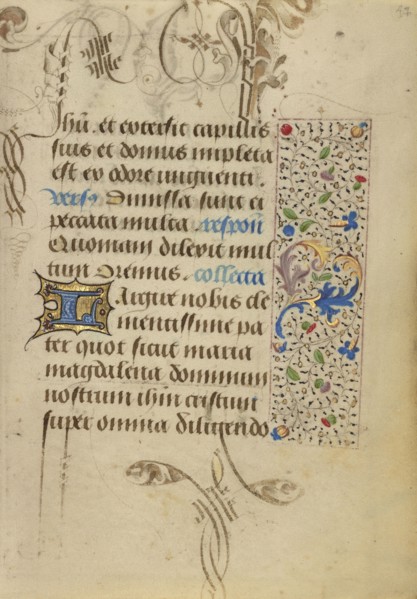 Decorated Text Page; Nicolas Spierinc, Flemish, active 1455 - 1499, Ghent, written, Belgium; 1469; Tempera colors, gold leaf