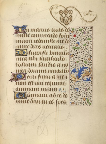 Decorated Text Page; Ghent, written, Belgium; 1469; Tempera colors, gold leaf, gold paint, silver paint, and ink on parchment