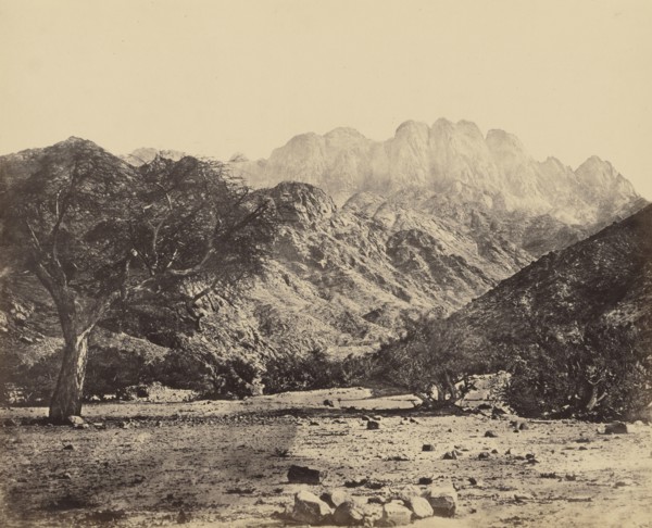 Mount Serbal, From the Wádee Feyrán; Francis Frith, English, 1822 - 1898, Mount Serbal, Israel; about 1858; Albumen silver