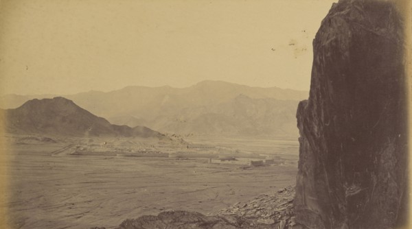 Desert view with fort in distance; John Burke, British, active 1860s - 1870s, Afghanistan; 1878 - 1879; Albumen silver print