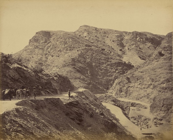 Men and donkeys on mountain path; John Burke, British, active 1860s - 1870s, Afghanistan; 1878 - 1879; Albumen silver print