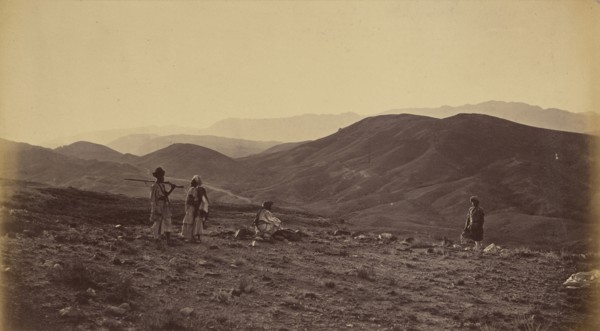 Men resting on hillside; John Burke, British, active 1860s - 1870s, Afghanistan; 1878 - 1879; Albumen silver print