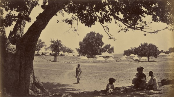 Figures resting in shade; John Burke, British, active 1860s - 1870s, Afghanistan; 1878 - 1879; Albumen silver print