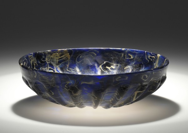 Ribbed Bowl; Workshop in the Eastern Mediterranean, Italy; 1st century B.C; Glass; 4.9 x 17 cm 1 15,16 x 6 11,16 in