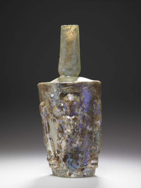 Flask; Eastern Mediterranean; about A.D. 75; Glass; 19.8 × 8.8 cm, 7 13,16 × 3 7,16 in