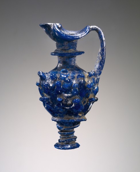 Core-formed dark blue small Oinochoe; Etruria, perhaps, Italy; 7th century B.C; Glass; 8.8 × 4.4 × 4.2 cm