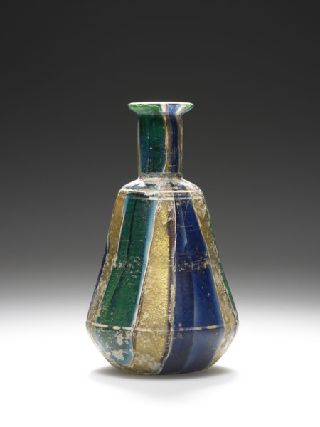 Gold Band Flask; Eastern Mediterranean or Italy; end of 1st century B.C. - beginning of 1st century A.D; Glass and gold; 9.1 cm