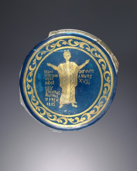 Plaque; Venice, Murano, Italy; late 19th century; Glass, gold-leaf; 13.5 cm, 5 5,16 in