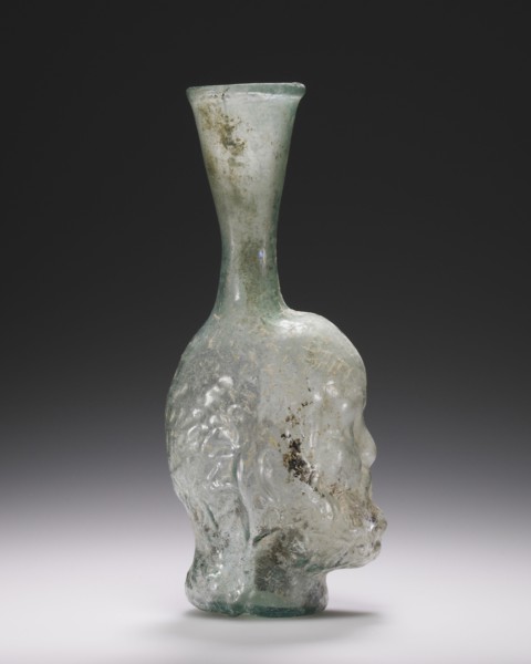 Head Flask; Eastern Mediterranean; about 2nd century; Glass; 14.3 cm, 5 5,8 in