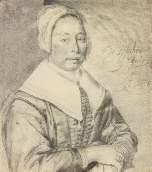 Portrait of a Woman; Cornelis Visscher, Dutch, about 1629 - 1658, 1658; Black chalk on vellum; 20.3 x 17.8 cm, 8 x 7 in