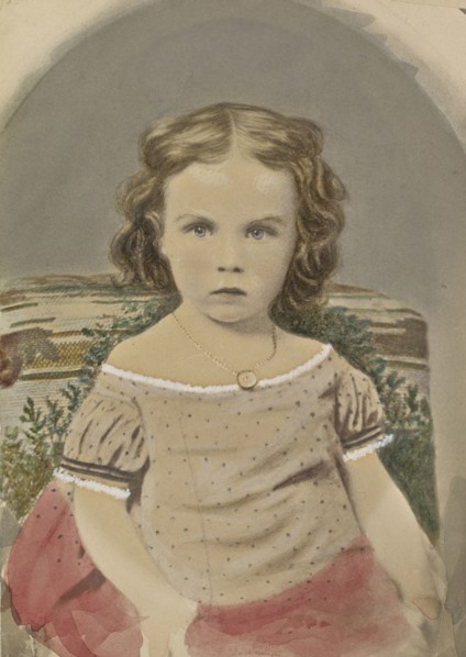 Portrait of a girl; American; about 1850 - 1860; Hand-colored salted paper print; 21 × 14.7 cm, 8 1,4 × 5 13,16 in
