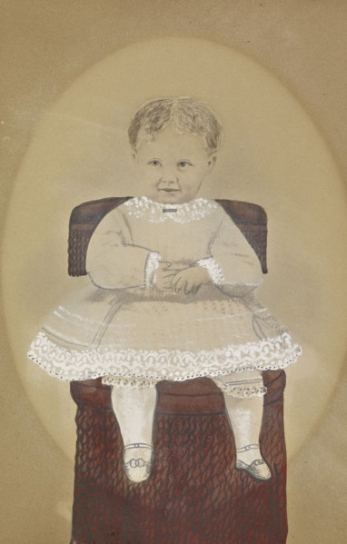 Portrait of a child; American; about 1850 - 1860; Hand-colored salted paper print; 22.4 × 14.6 cm, 8 13,16 × 5 3,4 in