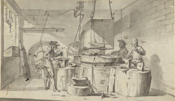 The Nail Makers; Jean-Michel Moreau le jeune, French, 1741 - 1814, about 1763; Pen and black ink and brush with gray wash