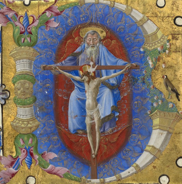 Initial B: The Trinity; Taddeo Crivelli, Italian, died about 1479, active about 1451 - 1479, Ferrara, Italy; about 1460 - 1470