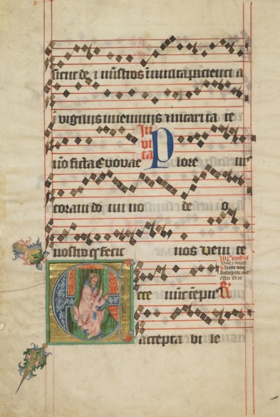 Initial E: The Prophet Isaiah; Circle of the Master of the Golden Bull, Bohemian, active about 1400 - 1405, Prague, Bohemia