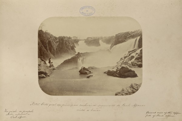 Vista geral das principaes cachoeiras superiores de Paulo Affonso vistas de baixo; Marc Ferrez, Brazilian, 1843 - 1923, Paulo