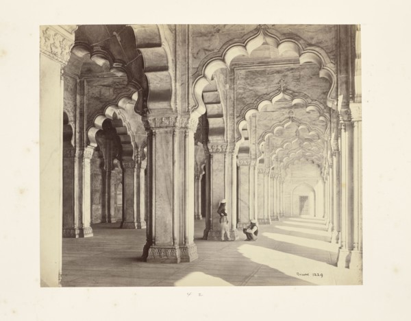 Agra; Interior of the Motee Musjid, Showing the Marble Saracenic Arches and Pillars; Samuel Bourne, English, 1834 - 1912, Agra